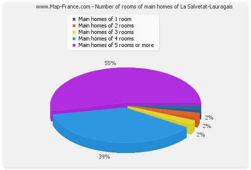 Number of rooms of main homes of La Salvetat-Lauragais